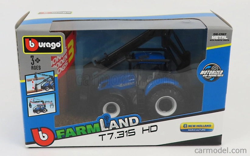 Bburago New holland T7.315 Tractor 2016 1:50 Modré Dřevo