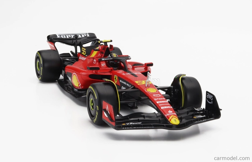 Bburago Ferrari F1  Sf-23 Team Scuderia Ferrari N 55 Pole Position 3rd Monza Italy Gp 2023 Carlos Sainz 1:18 Červená Černá Žlutá