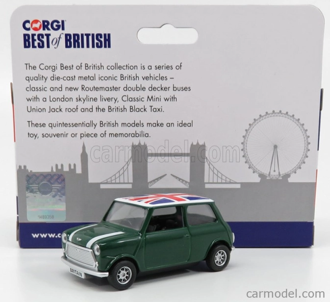 Corgi Mini Cooper 1961 - English Flag 1:36 Zelená