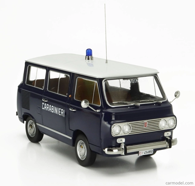 Mitica-diecast Fiat Fiat 850 Familiare Carabinieri 1970 – Interno Brown 1:18 Modrá Bílá
