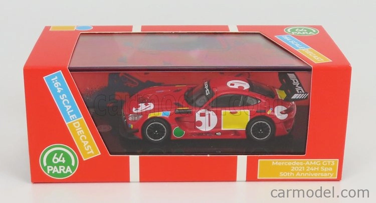 Paragon-models Mercedes Benz Amg Gt3 Evo N 50 - 50. výročie Red Pig Livery 2022 1:64 červená