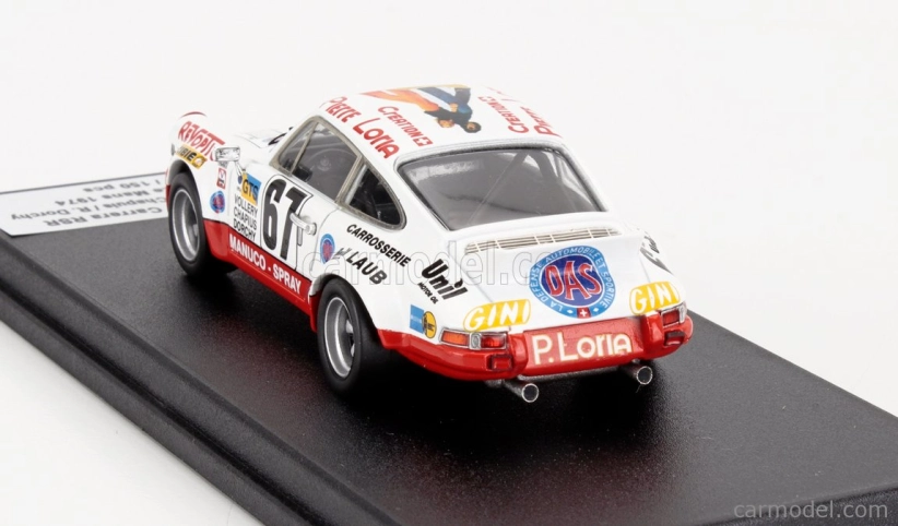 Trofeu Porsche 911 Carrera Rsr N 67 24h Le Mans 1974 William Vollery - Eric Vollery - Roger Dorchy 1:43 Bílá Zelená