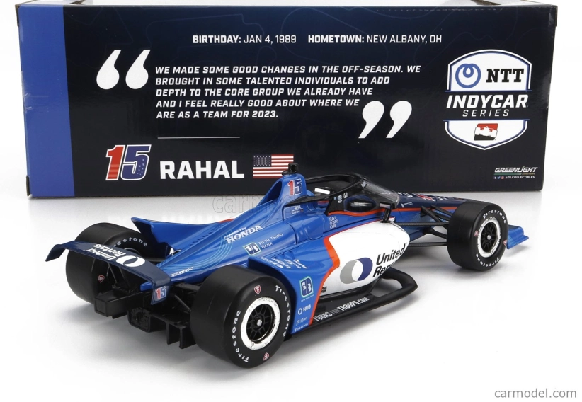 Greenlight Honda Team Letterman Lanigan Racing N 15 Indianapolis Indy 500 Indycar Series 2023 G.rahal 1:18 Modrá Bílá Černá