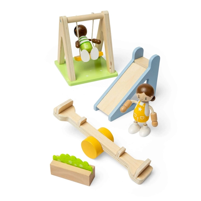 Bigjigs Toys Dřevěný nábytek do domečku pro panenky Venkovní hřiště