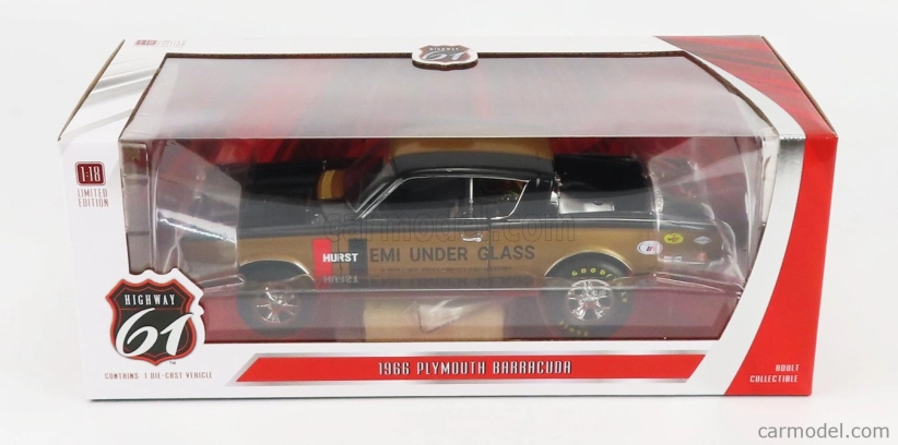 Highway61 Plymouth Barracuda Hemi Under Glass N 0 Coupe 1966 1:18 Black