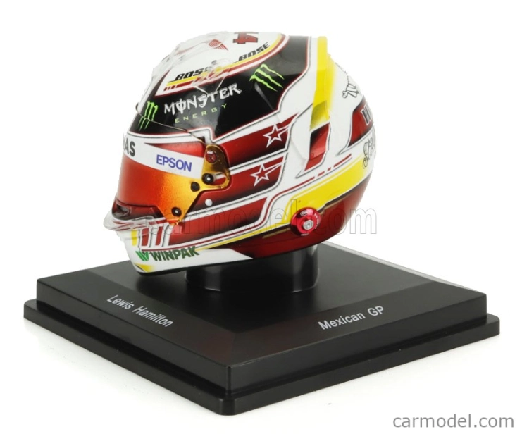 Spark-model Bell helmet Casco Helmet F1 Lewis Hamilton World Champion Team Amg Petronas W09 N 44 4th Mexico Gp 2018 1:5 Bílá Černá Červená