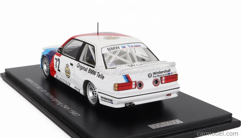 Spark-model BMW 3-series M3 (e30) Team Bmw Motorsport N 72 24h Nurburgring 1987 Dieter Quester - Markus Oestreich - Winfried Vogt 1:43 Bílá Modrá Červená