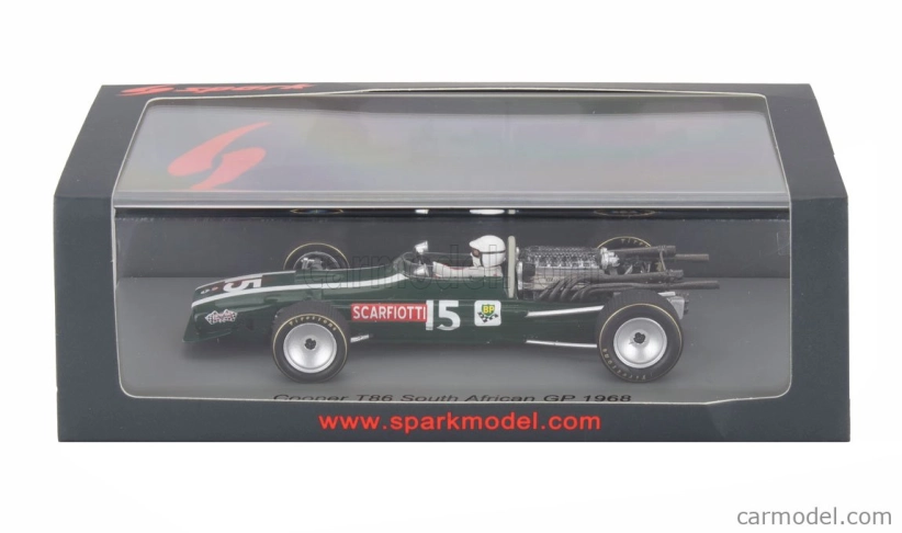 Spark-model Cooper F1 T86 N 15 South Africa Gp 1968 Ludovico Scarfiotti 1:43 Zelená Bílá