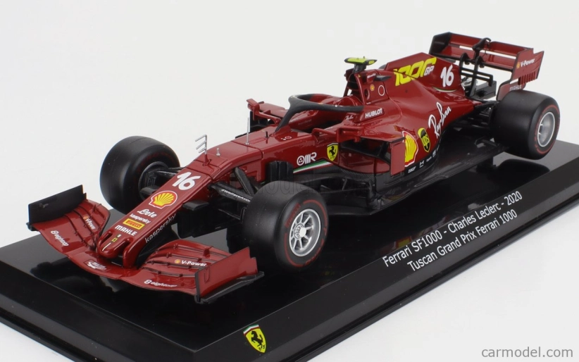 Edicola Ferrari F1 Sf1000 Team Scuderia Ferrari N 16 8th Toscana Gp Mugello 1000th Gp Ferrari F1 2020 Charles Leclerc - Con Vetrina - s vitrínou 1:24 Mugello Red