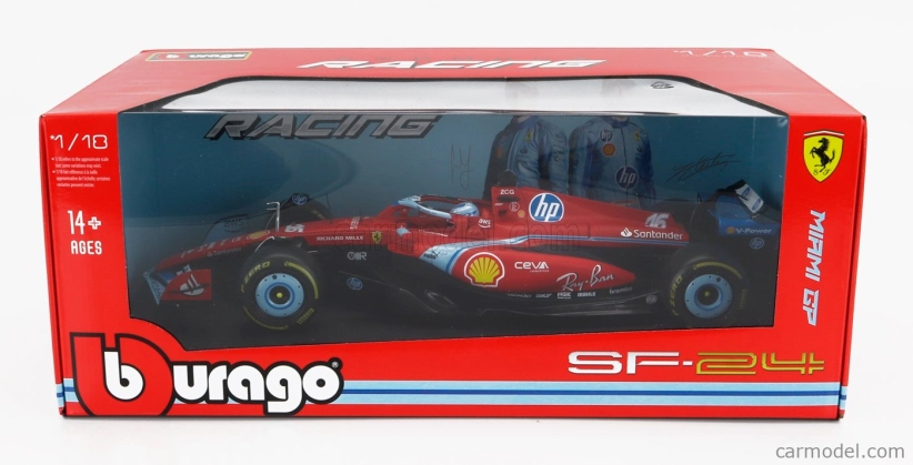 Bburago Ferrari F1 Sf-24 Team Scuderia Ferrari N 16 3rd Miami Gp 2024 Charles Leclerc 1:18 Červená Černá Světle Modrá