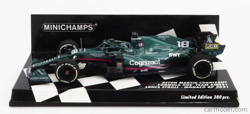 Minichamps Aston martin F1 Amr21 Mercedes M12 Eq Power+ Team Cognizant Formula One N 18 Monaco Gp 2021 Lance Stroll 1:43 Green