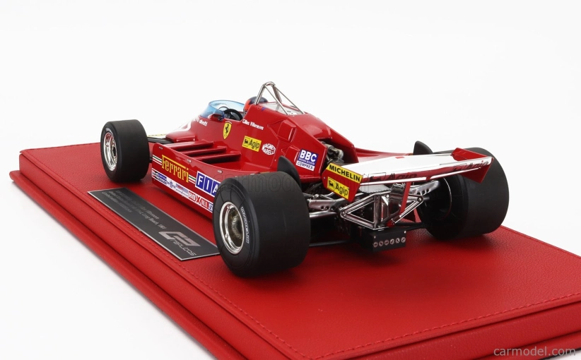 Gp-replicas Ferrari F1  126cx Comprex Turbo N 27 Usa Ovest Long Beach Gp (with Pilot Figure) 1981 G.villeneuve - Con Vetrina - With Showcase 1:18 Red