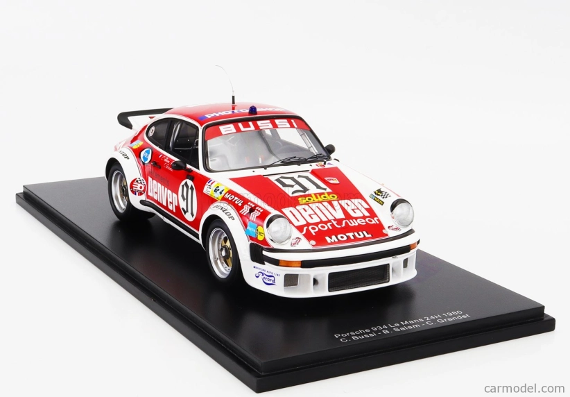 Spark-model Porsche 911 934 3.0l F6 Turbo Team Asa Cachia N 91 24h Le Mans 1980 C.bussi - B.salam - C.grandet 1:18 Červená Bílá