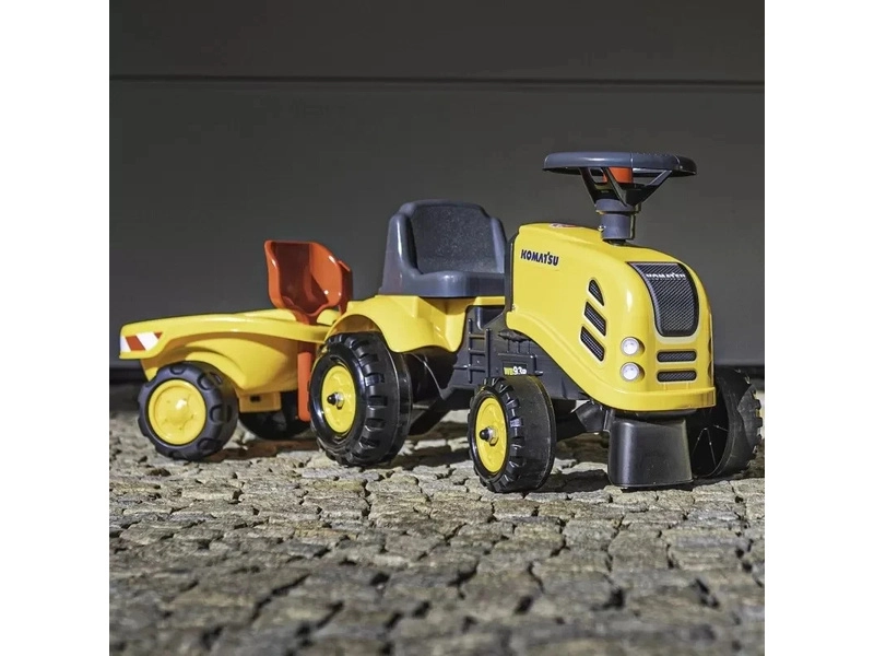 FALK - Dětské odrážedlo Baby Komatsu s vlečkou, lopatkou a hrabičkami