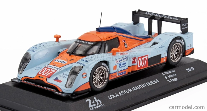 Edicola Lola Aston Martin B09/60 6.0l V12 Team Gulf Amr Eastern Europe N 007 24h Le Mans 2009 Tomáš Enge - Štefan Mucke - Jan Charouz 1:43 Svetlo modrá oranžová
