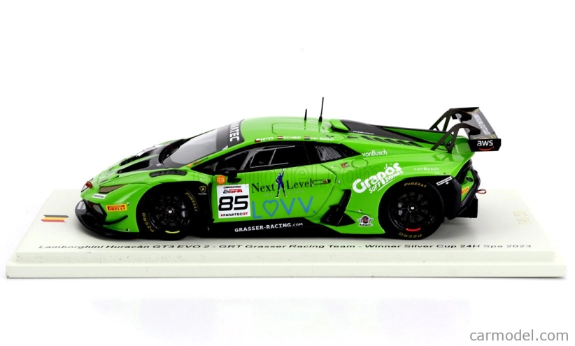 Spark-model Lamborghini Huracan Gt3 Evo 2 Team Grt Grasser N 85 Winner Silver Cup 24h Spa 2023 C.schmid - B.hites - G.van Berlo 1:43 Zelená Černá