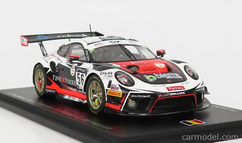 Spark-model Porsche 911 991-2 Gt3 Team Dinamic Motorsport N 56 24h Spa 2020 A.de Leener - M.o.pedersen - A.rizzoli - C.sbirrazzuoli 1:43 Bílá Červená Černá