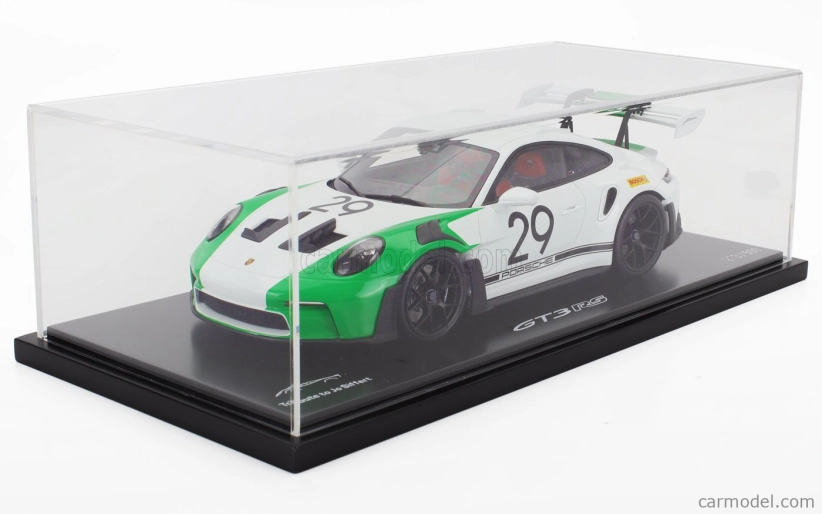 Spark-model Porsche 911 992 Gt3 Rs N 29 Racing Coupe Jo Siffert Tribute 2023 - Con Vetrina - S vitrínou 1:18 bielo-zelená