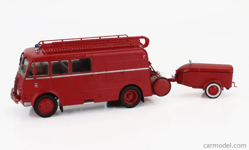 Edicola Berliet Gla 5f Truck Fpdgp Hasičské auto Bomberos Fin 2-assi s prívesom 1953 1:43 Červená