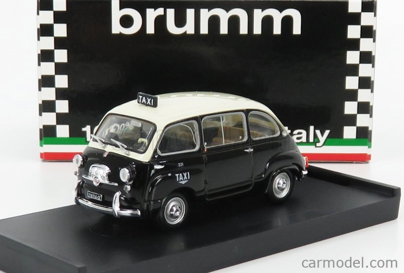 Brumm Fiat 600d Multipla Taxi Genova 1964 1:43 Black Ivory