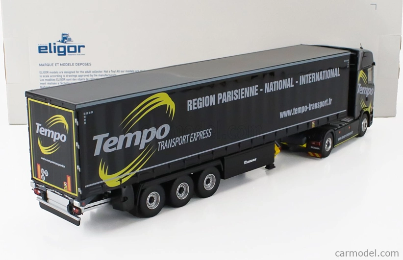 Eligor Scania S500 Truck Telonato Tempo Transports 2018 1:43 Black