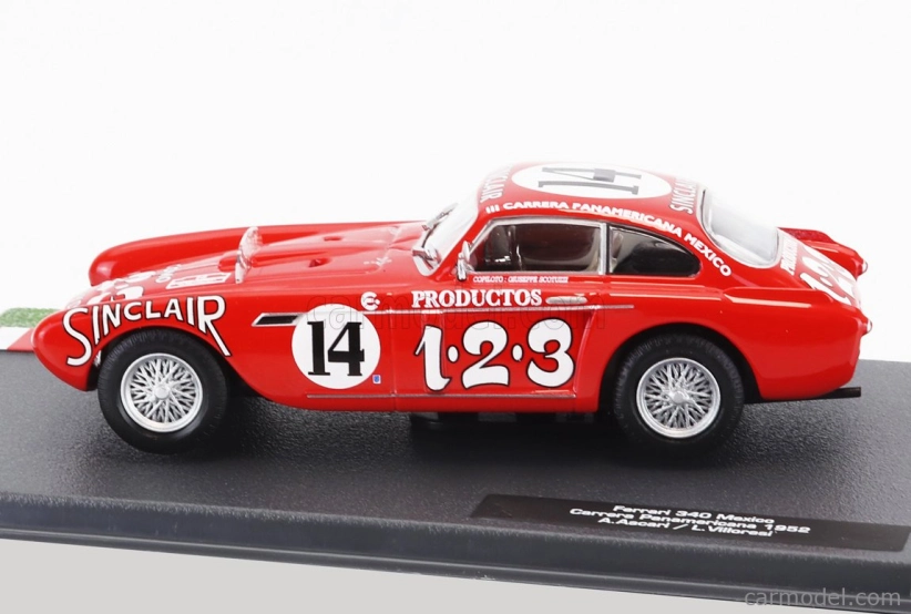 Edicola Ferrari 340 Mexico Vignale Coupe N 14 Rally Carrera Panamericana Mexico 1952 Alberto Ascari - Luigi Villoresi 1:43 Červená biela