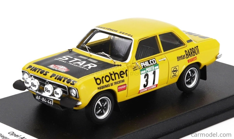 Trofeu Opel Ascona (nočná verzia) N 31 Rally Portugal 1976 Antonio Diegues - Henrique Alegria 1:43 Žltá čierna