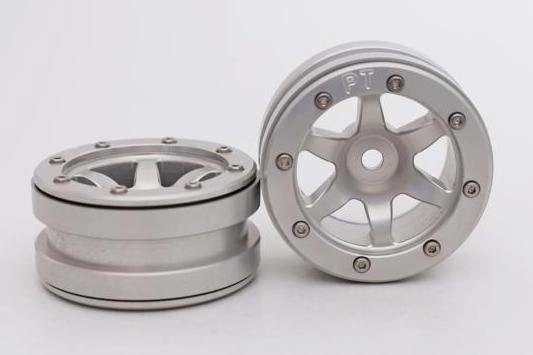 Kovové Beadlock CNC disky 1,9 PT Wave Silver/Silver, 2 ks
