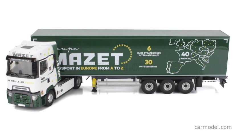 Eligor Renault T-line High Truck Cassonato Mazet Transports 2023 1:43 Bielozelený