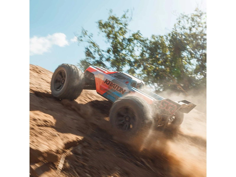 RC auto Arrma Kraton 6S V6 BLX 1:8 4WD RTR, modrá/oranžová