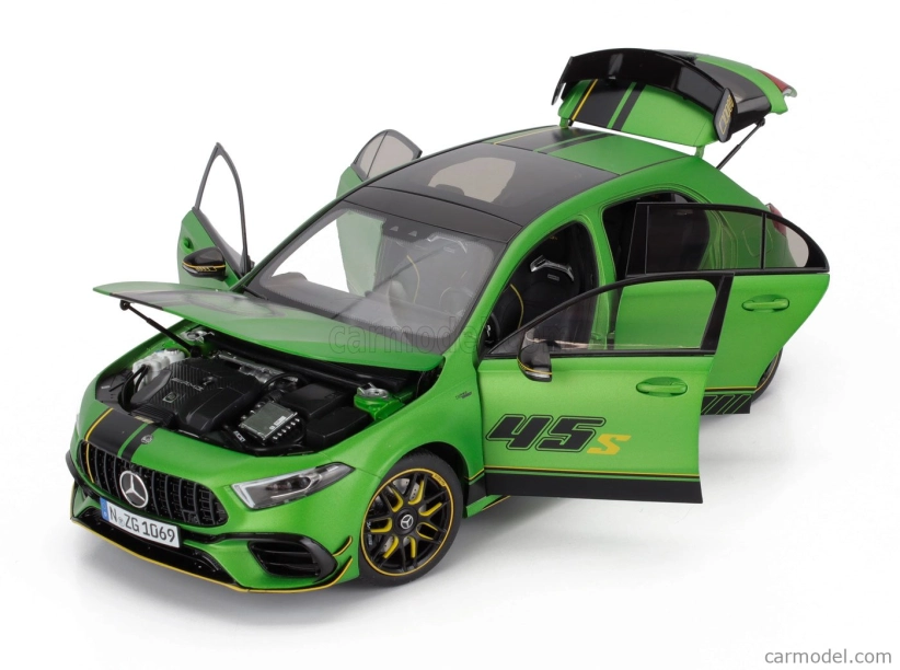 Nzg Mercedes benz A-class A45s 4-matic Amg 2023 1:18 Zelená S Černou