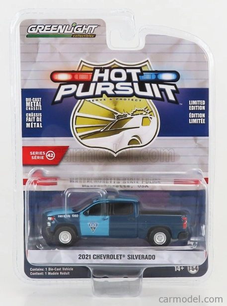 Greenlight Chevrolet Silverado Pick-up Police 2021 1:64 2 Tóny Modré