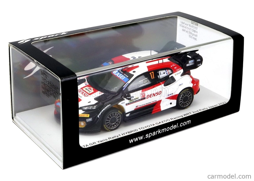 Spark-model Toyota Yaris Gr Hybrid Rally1 Team Toyota Gazoo Racing Wrt N 17 2nd Rally Japan 2023 Sebastian Ogier - Vincent Landais 1:43 Biela červená čierna