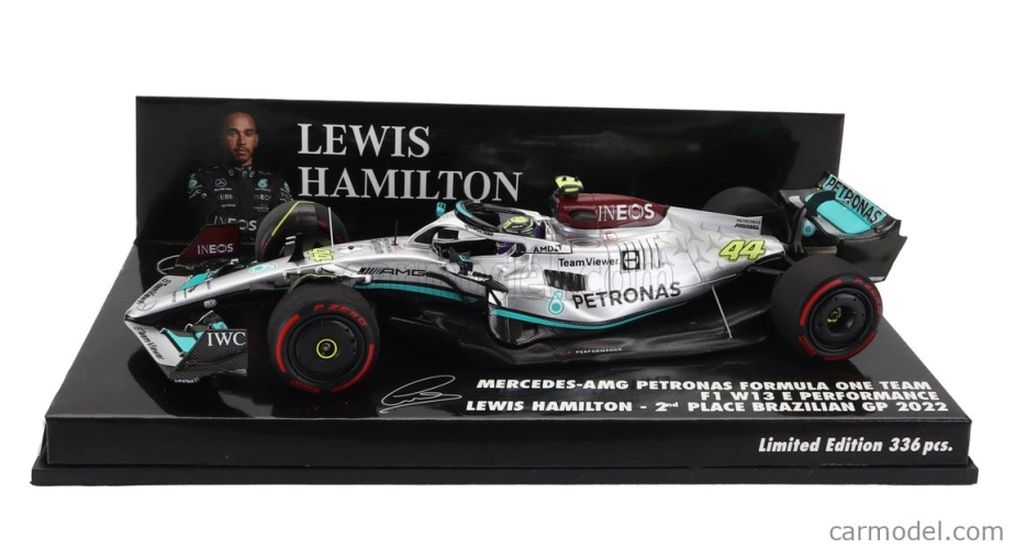 Minichamps Mercedes gp F1 W13e Team Mercedes-amg Petronas F1 N 44 2nd Brazilian Gp 2022 Lewis Hamilton 1:43 Silver Green