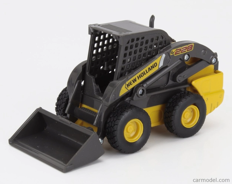 Newray Iveco fiat Daily Roll-off Pianale 2023 With New Holland L228 Ruspa Gommata - Skid Steer Scraper Tractor 1:36 Žlutá Černá