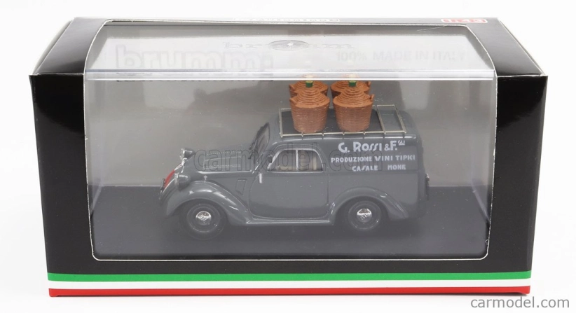 Brumm Fiat 500b Furgone Van Veicolo Commerciale Pubblicitario Produzione Vini Tipici G.rossi E Figli 1941 1:43 Grey