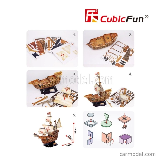 Cubicfun Puzzle Kit 3d v penovej lodi Santa Maria Caravella cm. 44x16x39 - 113 Pezzi - 113 dielikov /