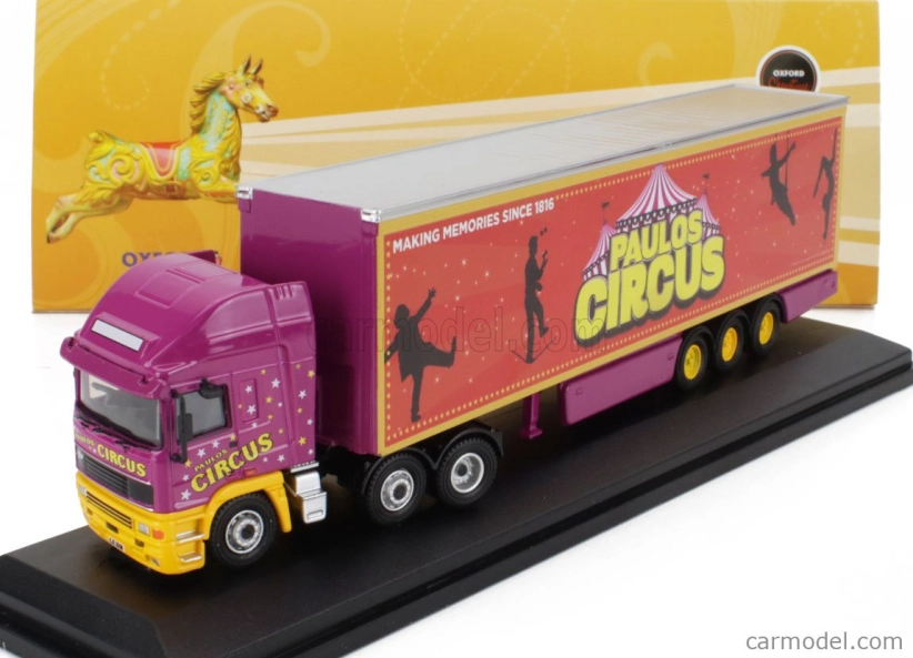 Oxford-models DAF Truck Paulos Circus 1985 1:76 Oranžová Fialová Žlutá