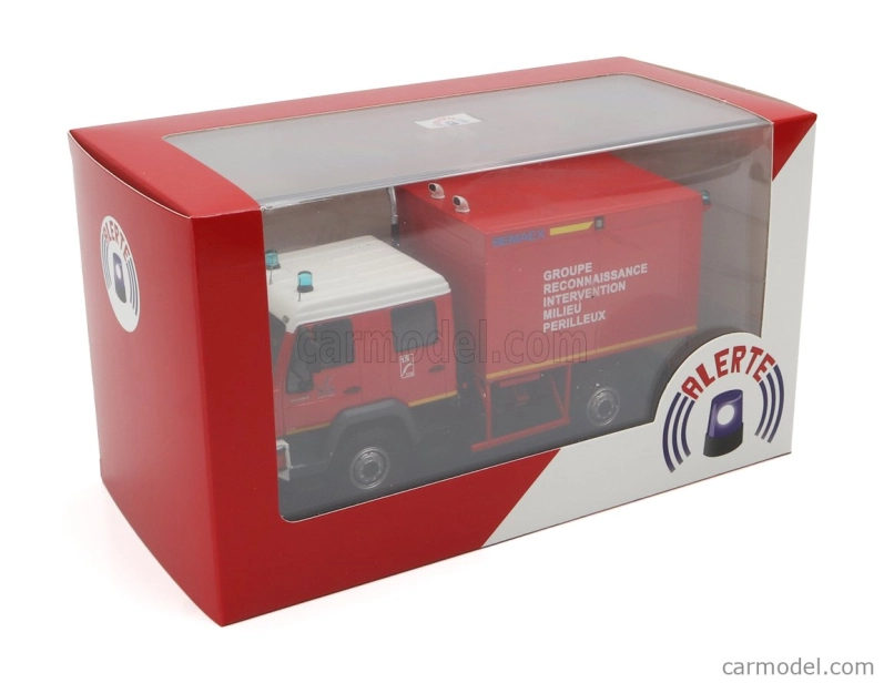 Alerte MAN Le 14.220 Truck Double Cabine Bemaex Grimp Sdis 77 Sapeurs Pompiers Groupe Reconnaissance Intervention Milieu Perilleux 2004 1:43 červená biela žltá