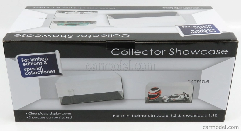 Vetrina display box Vetrina display box Pre 1/18 auto a 1/2 prilby - Base Nera - Black Base - Lungh.lenght Cm 44.0 X Largh.width Cm 20.0 X Alt.height Cm 18.3 (altezza Interna Cm 17.4 ) - Car And Helmet Not Included 1:12 Plastic Display