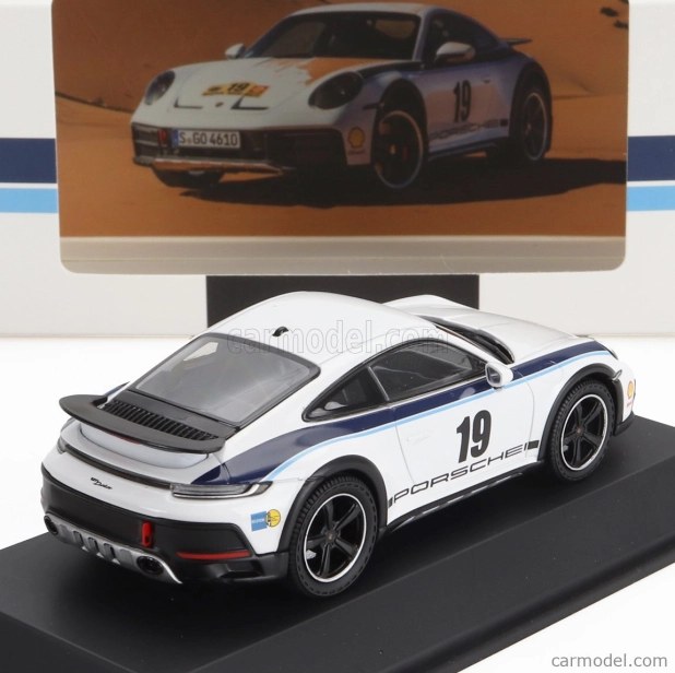 Spark-model Porsche 911 992 Coupe N 19 Rally Dakar Design 2022 1:43 Bílá Modrá