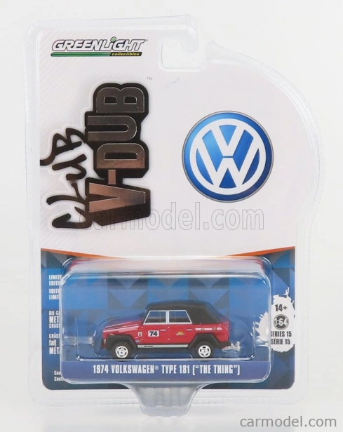 Greenlight Volkswagen Type 181 Cabriolet Closed N 74 1974 1:64 Červená Černá