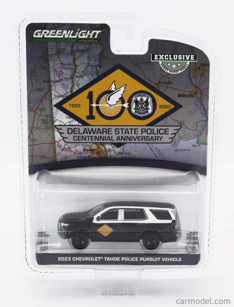 Greenlight Chevrolet Tahoe Police Persuit Delaware State Police 2023 1:64 čierna biela