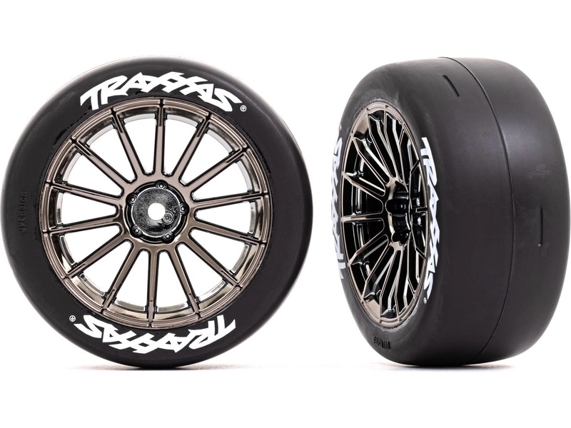 Traxxas koleso 2.0", disk multi-spoke čierny chróm, pneu slick (predné) (2)