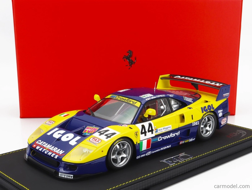 Bbr-models Ferrari F40 Gte 3.5l Turbo V8 Team Ennea Srl Igol N 44 24h Le Mans 1996 L.della Noce - A.olofsson - C.rosenblad 1:18 Žlto-modrá