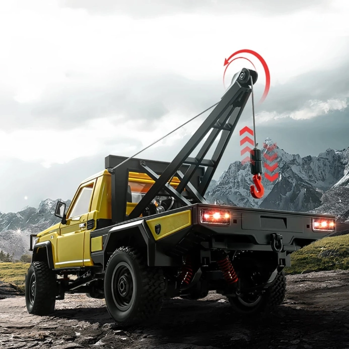 RC auto Toyota Land Cruiser s navijakom, žlté + náhradná batéria