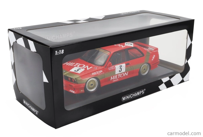 Minichamps BMW radu 3 M3 Team Schnitzer N 3 Winner Guia Race Macau 1987 Roberto Ravaglia 1:18 Červená zlatá