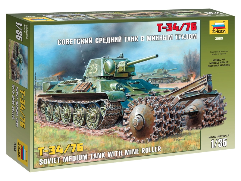 Zvezda sovětský tank T-34/76 s odminovačem (1:35)