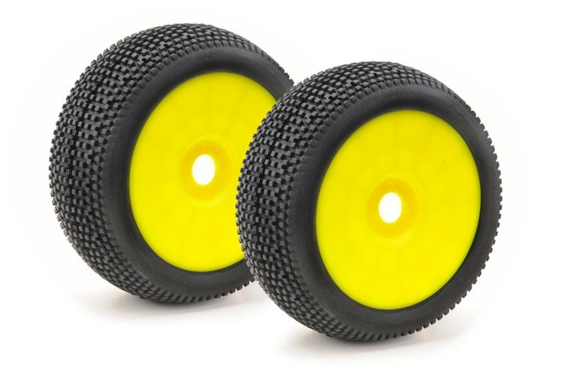 Pneu Absima 1:8 buggy, nalepené, včetně disku, žluté, balení 2ks