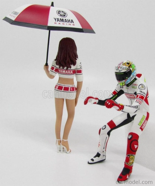 Minichamps Figures Pilota Valentino Rossi E Ombrellina Gp Valencia 2005 1:12 Bílá Červená